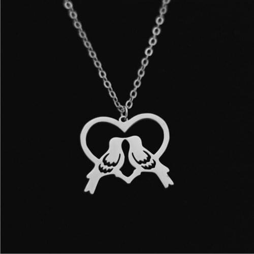 Stainless steel love sweethearts pendant necklace---2 colors free choice---Drop shipping