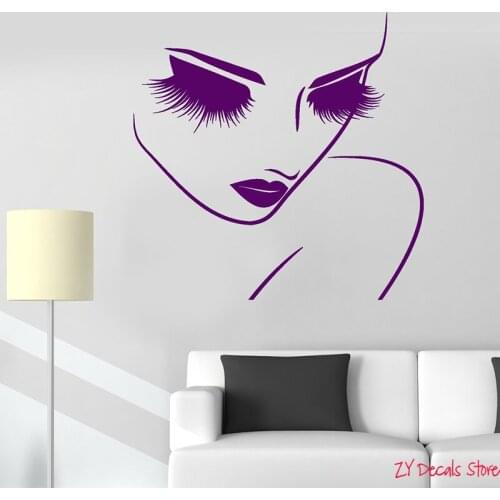 Barber Hairdresser Wall Decals Beauty Salon Woman Fashion Stylist Makeup Artist Stickers Removable Eyes Art Mural Wallpaper L629