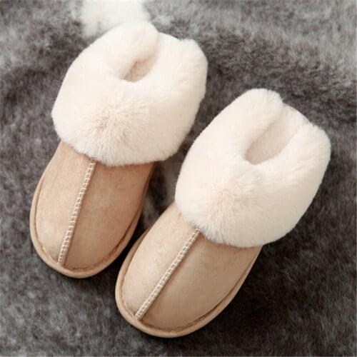 Plush warm Home flat slippers Lightweight soft comfortable winter slippers Womens cotton shoes Indoor plush slippers