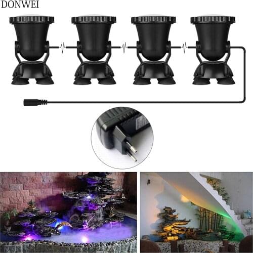 DONWEI 4pcs RGB 36 LED Underwater Light Spotlight Waterproof IP68 Submersible Lights for Pond Tank Aquarium Landscape Lighting