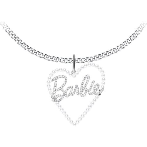 S925 Silver Luxury Fashion Brand Design Love Heart Full Diamond Short Necklace Pendant Womens Wedding Party Jewelry