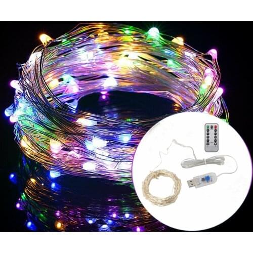 10M 100 LED USB Operated Christmas Lights Remote Control Timer 8 Modes Firefly Fairy String Lights for Bedroom Wedding Decoratio