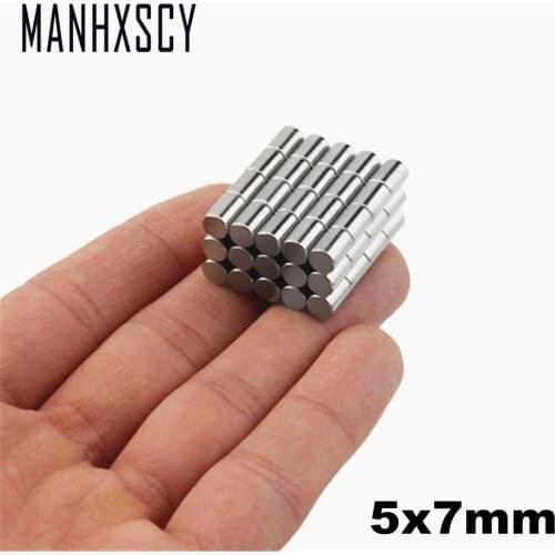 500pcs Neodymium N35 Dia 5mm X 7mm Strong Magnets Tiny Disc NdFeB Rare Earth For Crafts Models Fridge Sticking magnet 5x7mm