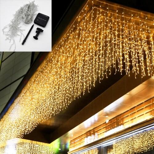 4M Solar Icicle Lights Droop 0.6m LED String Decor for Christmas/Thanksgiving/Easter/Halloween/Party Garden Decorations