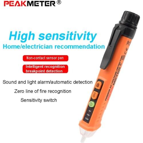 PEAKMETER PM8909 Intelligent Non Contact AC Voltage Tester Accurately Tester Pen Circuit Adjust Sensitivity Detector Test Pencil