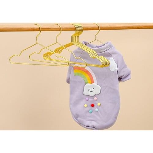 10 PCS Strong Metal Wire Pet Hangers Small Clothes Hangers for Dog Cat, Gold Metal Clothes Shirts Hanger with Grooves