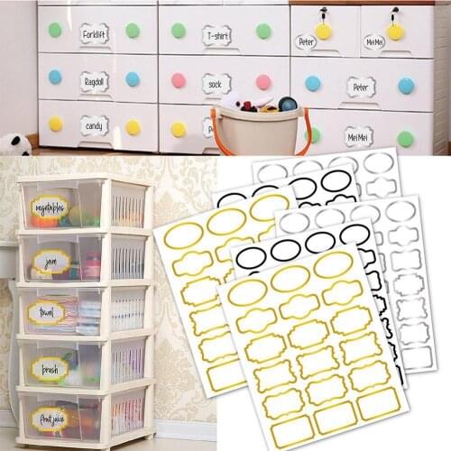 PVC Waterproof Chalkboard Kitchen Spice Label Stickers Home Jars Bottles Tags Gold Frame Labels Stickers With Marker Pen