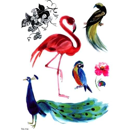 5pcs Flamingos And Peacock Waterproof Temporary Tattoos Men Bird Tatoo Temporary Stickrs Tatouage Temporaire Glitter Tattoo