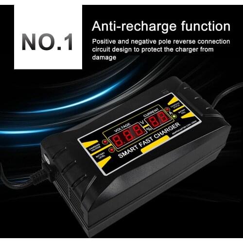 Car Battery Charger Full Automatic 150V/250V To 12V 6A Smart Fast Power Charging For Wet Dry Lead Acid LCD Display EU Plug