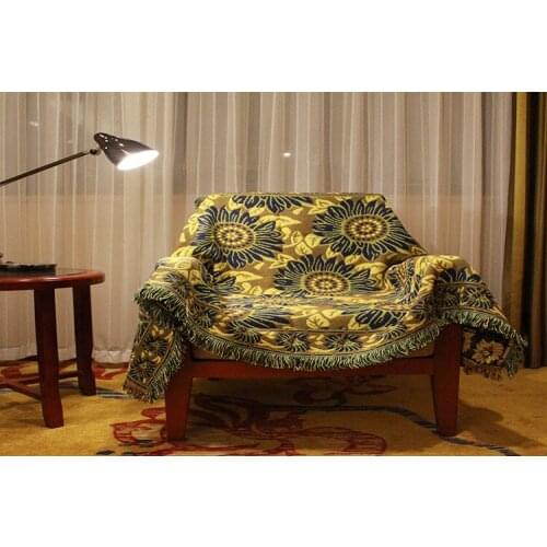 Jacquard Woven Blanket Camping Sunflowers Sofa Cover Outdoor Pinic Mat