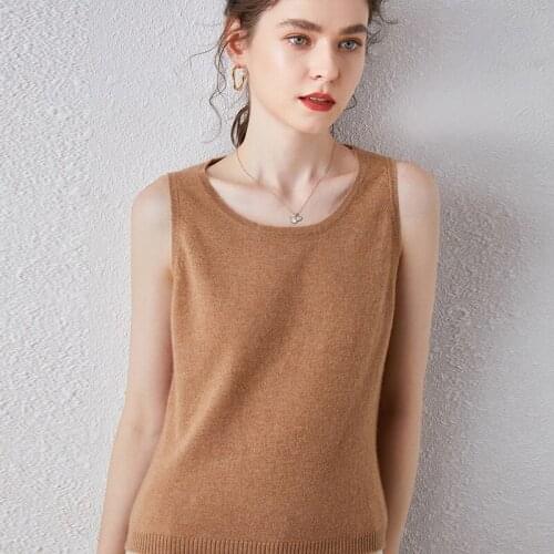 Women Vest 100% Pure Cashmere Knitted Oneck Sleeveless Jumpers 2020 Winter Autumn New Fashion Ladies Soft and Warm Tops