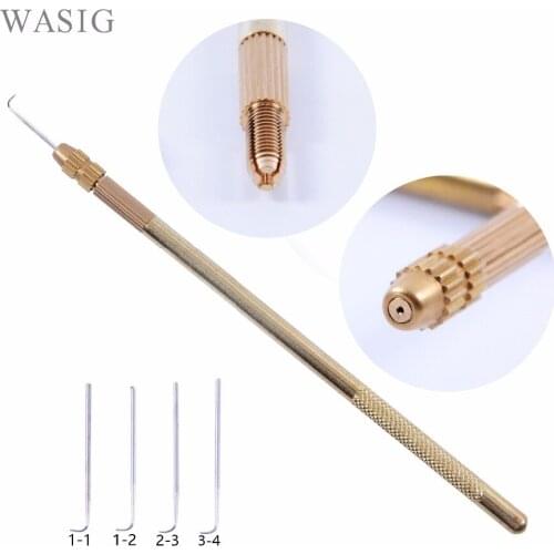 1 set 4 pcs Ventilating Needles +1 Brass Holder Make/Making/Repair Lace Wigs Toupee Hairpiece Wig Knotting Hook Sets