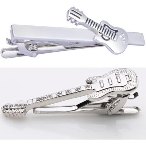 Newest Fashion Crystal Tie Clips Pins Bars Mini Guitar Shape Tie Clip Cute Designed Mens Fashion Jewelry Accessory 20pcs/lot