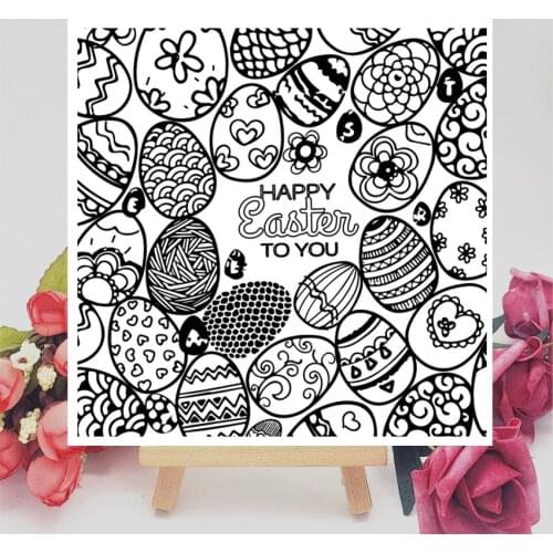 14*14CM Easter Eggs Transparent Clear Stamps / Silicone Seals Roller Stamp For DIY Scrapbooking Photo Album/Card Making