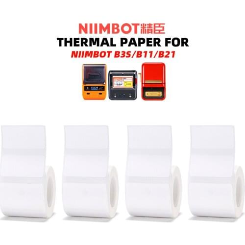 4 Roll Thermal Printing Paper Self-adhesive Paper Barcode Price Size Name Label Paper for Niimbot B3S/B11/B21 Thermal Printer