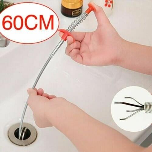 60cm Flexible Sink Claw Pick Up Kitchen Cleaning Tools Pipeline Dredge Sink Hair Brush Cleaner Bend Sink Tool Drain Cleaners