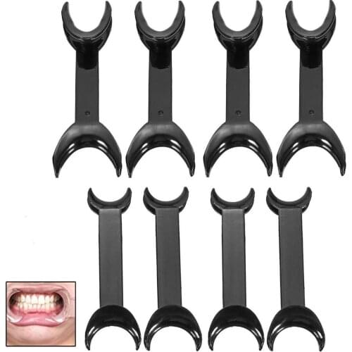 8pcs Dental Tool T-Shape Black Intraoral Cheek Lip Retractor Opener Double Head Orthodontic Teeth Mouth Opener Size Small+Large