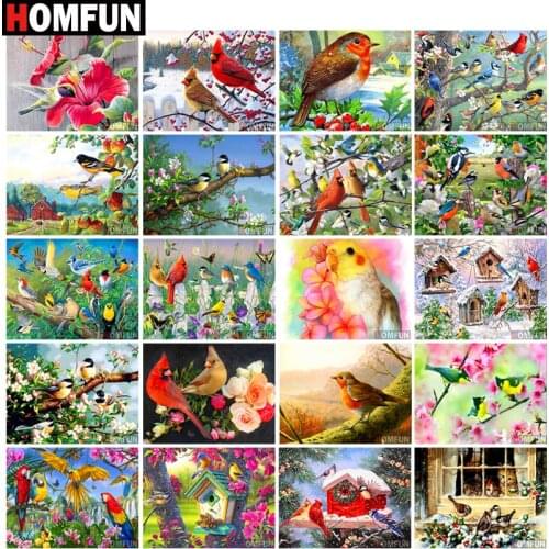 HOMFUN Diamond Painting Cross Stitch "Animal bird flower" Full Square Round Diy 5d Diamond Embroidery Picture Rhinestone Art