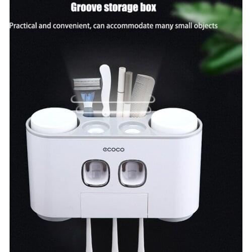 Bathroom Automatic Toothpaste Dispenser Wall Mounted Toothpaste Squeezer Toothbrush Holder Showerroom Decoration Accessory Set