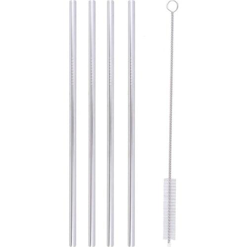 Free shipping by China post! 4pcs Straight Straw+1pc Brush Set Stainless Steel Drinking Staws Reusable Straws Bar Accessories