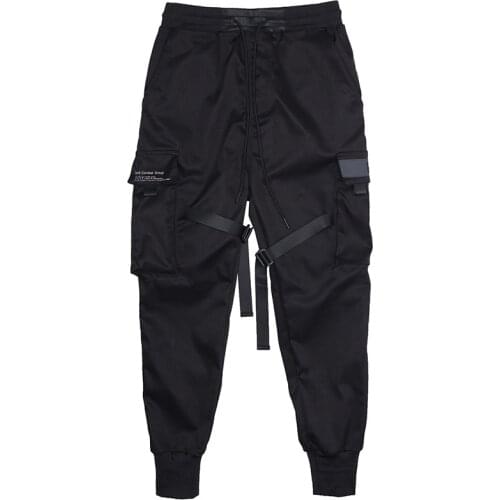 COLDKER Color black Cargo Pants Men Harem Pants Street Fashion Hip Hop Elastic Feet Joggers Harajuku Sweatpant Comfort trousers