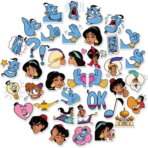 Disney 40pcs Aladdin magic lamp sticker cartoon sticker notebook water cup mobile phone waterproof decoration sticker set