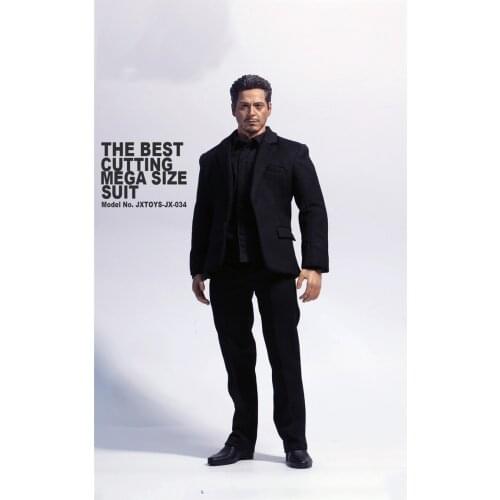 JXTOYS-034 1/6 Scale Male Soldier Clothes Black Suit Coat Shirt Trousers Tie Fit For 12inches Figure Action Model Body Accessory