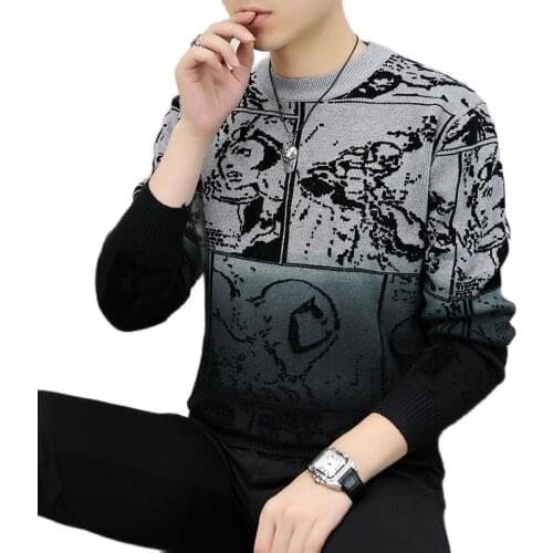 Spring Winter Classic Sweater Mens Crew-Neck Vintage Knitted Mens Christmas Sweater Mens Pullover Long-Sleeve Sweatshirt