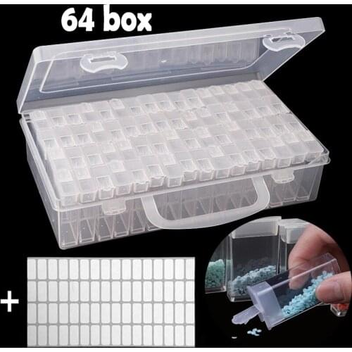 Diamond Painting Storage Box with 64 Grids Portable Bead Storage Container 5d Diamond Embroidery Accessories Tools