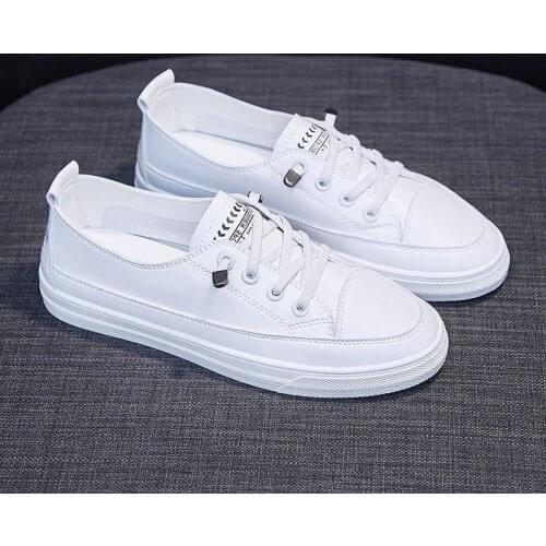 New Casual Classic Solid Color PU Leather Shoes Women Casual White Shoes Sneakers Fashion Shoes Womens Vulcanize Shoes Spring