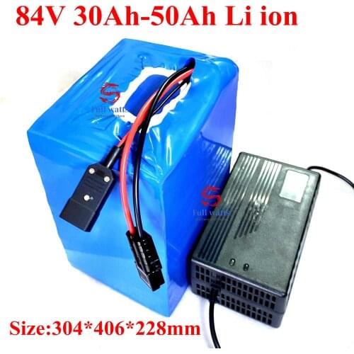 Poweful 84V 50Ah 40Ah 30Ah Lithium li ion battery pack with BMS 23S for motorcycle ebike scooter+5A Charge