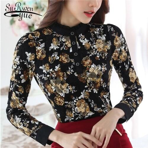Fashion Woman Blouses 2018 Long Sleeve Print Lace Blouse Shirt Womens Tops And Blouses Plus Size Tops Blouse Women Shirts Z05 40