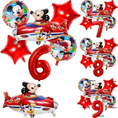 6pcs/set Disney Mickey Mouse Aluminum Foil Balloon Five-pointed Star Childrens Happy Birthday Party Decoration Baby Shower