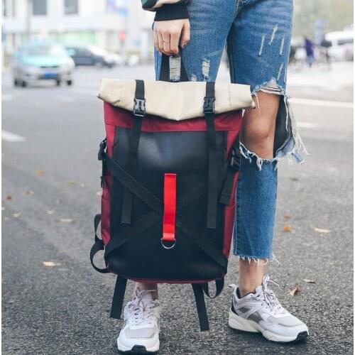 Harajuku shoulder bag, street fashion hip hop tide schoolbags, campus Backpackers, large capacity unisex hasp preppy style