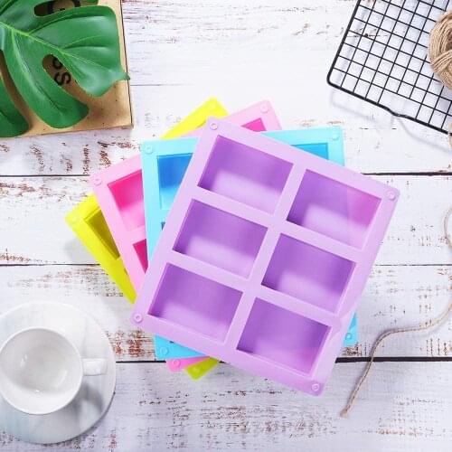 New 6 Cavity Square Soap Silicone Mold for Making Soaps 3D Diy Handmade Mould Decoration Wax Candle Cake Tray Tools