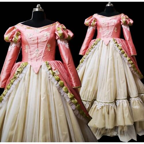 2019 New pink elegant Halloween Cosplay dress Colonial Georgian Renaissance Gothic Historical dress D-292