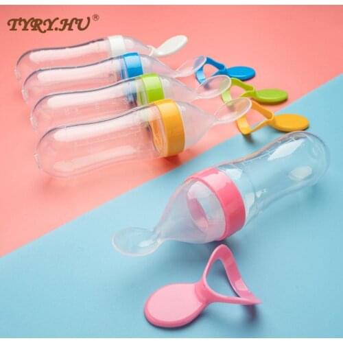 Safe Newborn Baby Feeding Bottle Toddler Silicone Squeeze Feeding Spoon Milk Bottle Baby Training Feeder Food Supplement