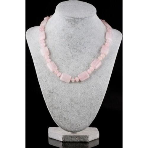 Wholesale natural stone necklace necklace rose quartzs stone necklace 23 colors optional 13X18mm 6x8mm 18 inches