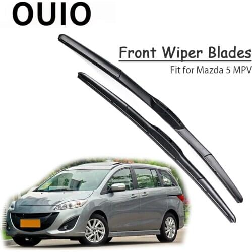 OUIO 1Set Rubber Car Front Wiper Blade Kit Auto For Mazda 5 MPV 2016 2015 2014 2013-2005 Windscreen Original Wiper Accessories