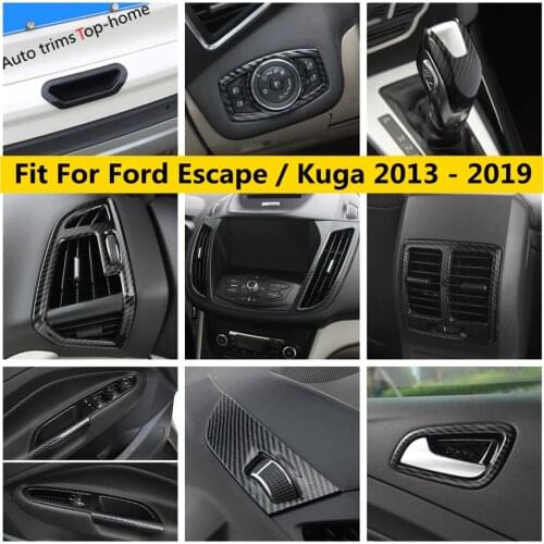For Ford Escape / Kuga 2013 -2019 Dashboard Air AC Vent Front Fog Light Handle Bowl Cover Trim Carbon Fiber Accessories Interior