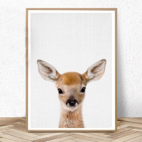 Deer Print Woodland Animals Nursery Wall Art Decor Baby Shower Gift Girl Boy Large Posters Wall Painting Girl Boy Bedroom Decor