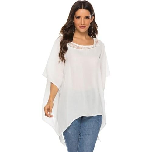 Sexy Women Ladies Loose Chiffon Tops New Solid Color Fashion Half Sleeve Shirt Casual Blouse Summer Clothing O-neck Regular 1PC