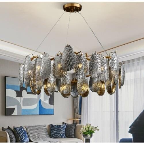 Modern living room chandelier 2021 new smoke gray crystal hanging lamp for bedroom round dining table light fixtures