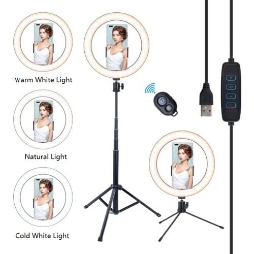 10/12 Inch LED Live Streaming Fill Light Selfie Photography Lamp Beauty Makeup Ring Lights With Aluminum Alloy Tripod Stand