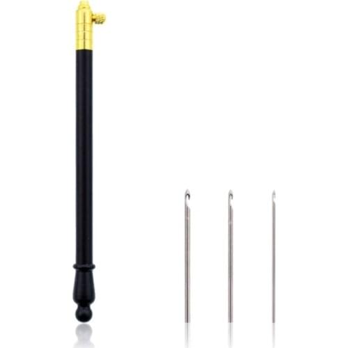 Embroidery Tambour French Crochet Hook with 3 Needles Metal Knitting Sewing Tool K43D