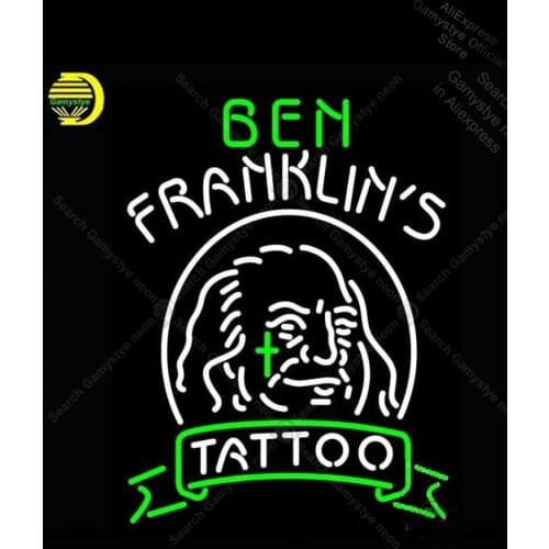 Ben Franklins Tattoo Neon Sign Bulb Handcraft Iconic Sign light Neon Lamps Sign Basketball Team Sign Lighting Polis Signage Shop