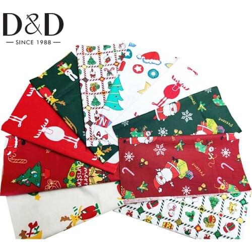 10pcs 25cmx25cm Cotton Fabric Printed Cloth Sewing Quilting Fabrics for Patchwork Needlework DIY Christmas Decorative Cloth