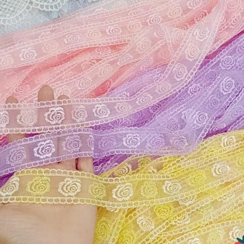 2Metre 28MM Bright Line Trim Plaid Fabric Lace Wavy Edge Stripe Embroidered Net Cord Sewing Flowr Ribbon DIY Hair Bow Decorate