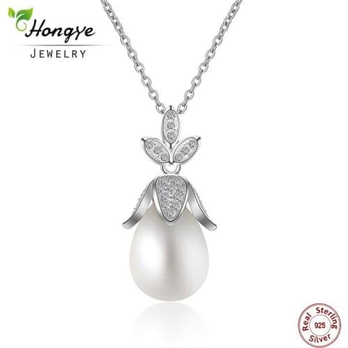 Hongye Brand Design Unique Elegant 925 Sterling Silver Natural Pearl Pendant Necklace for Women Fine Jewelry Wedding Accessories