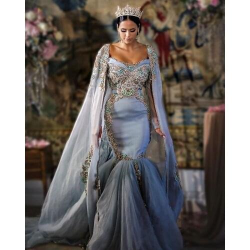 Arab Dubai Traditional Mermaid Wedding Dresses with Cape Beaded Sweetheart Bridal Gown vestidos de novia 2021 vestidos de fiesta
